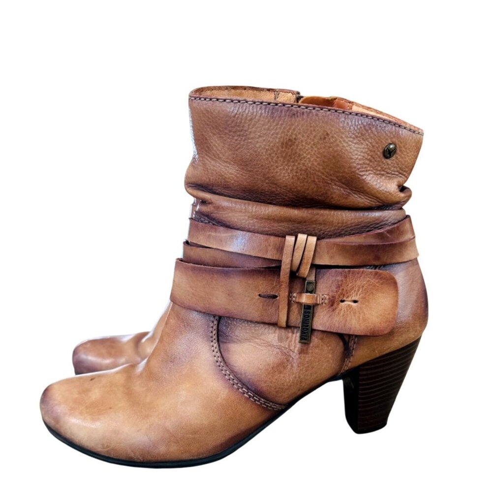 Pikolinos Verona Distress Leather Ankle Boots Booties Brown Western Boho Cowgirl